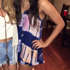 Boho tie dye flowy romper